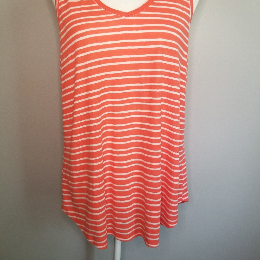 💘a.n.a. Orange & White Striped Tank Top Size XL - Picture 3 of 10